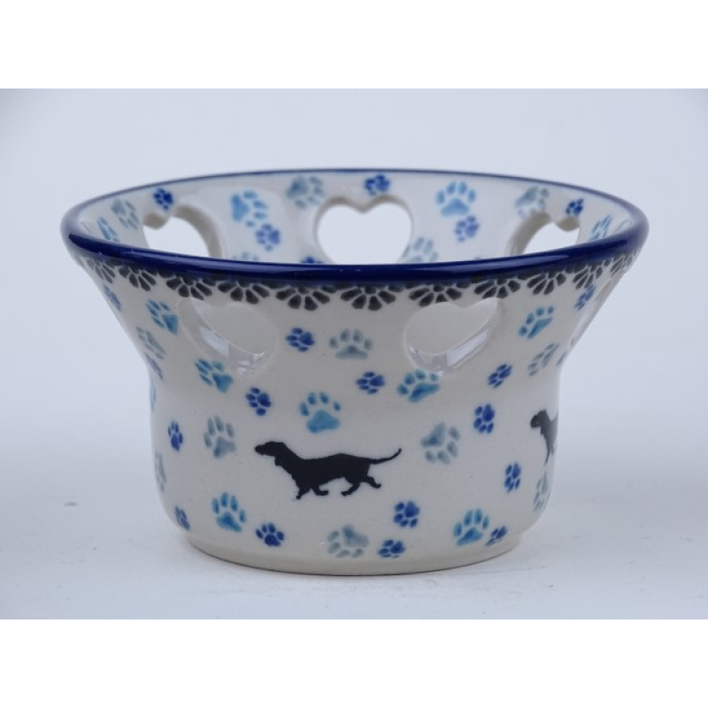 Bunzlau waxine houder hartjes 9 cm. * A90-2151 teckel *